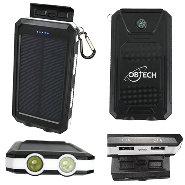 10,000 mAh Solar USB Power Bank with Dual LED Flashlight... from ASI 31570 Advantage Industries / AdVantage Line®