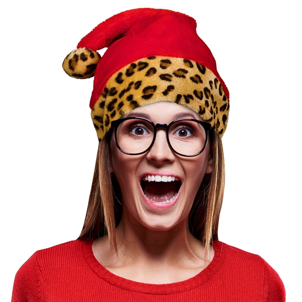 Christmas Santa Claus hat with leopard print... from ASI 42016 Brighter Promotions Inc / Chemical Light™