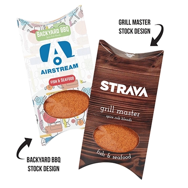 Barbeque spice rub (fish & seafood) in a promotional pillow box... from ASI 71685 Midnite Snax®