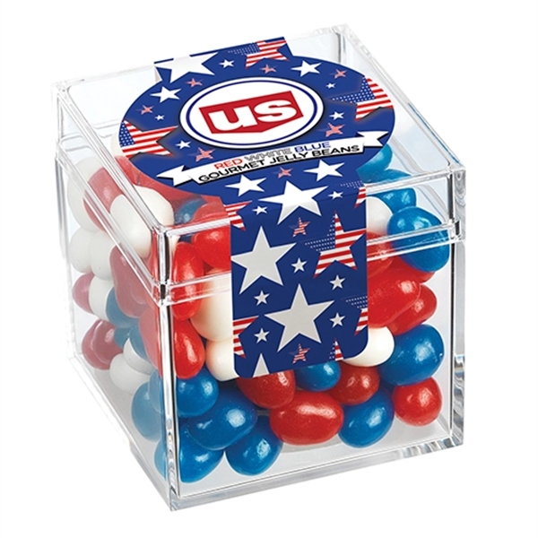 Commemorative candy box filled with 5.1 oz. of patriotic colored Jelly... from ASI 71685 Midnite Snax®
