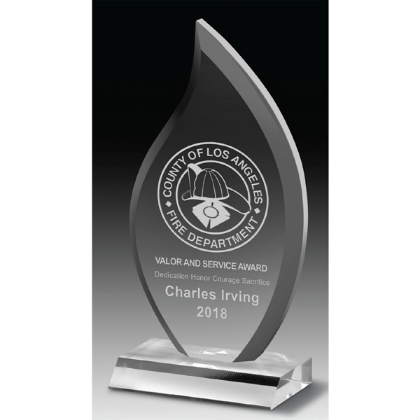 Flame shaped, multi-faceted acrylic award with your choice of customization method.... from ASI 62660 Innovation Line