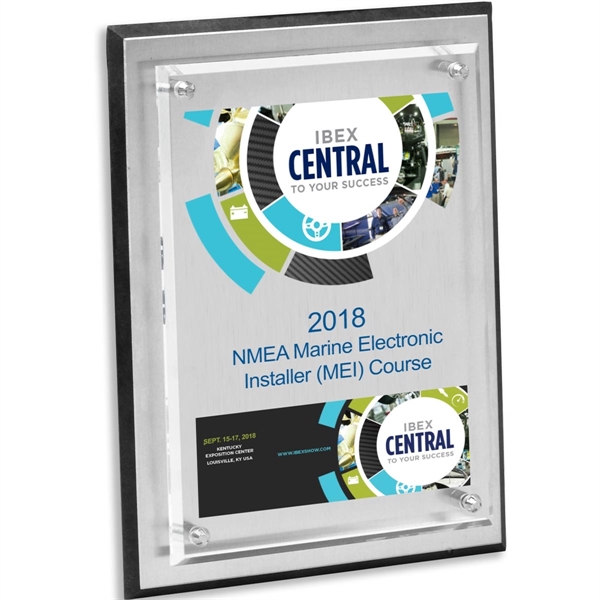 9" x 12" x 1" brushed aluminum plaque with decorative chrome... from ASI 62660 Innovation Line