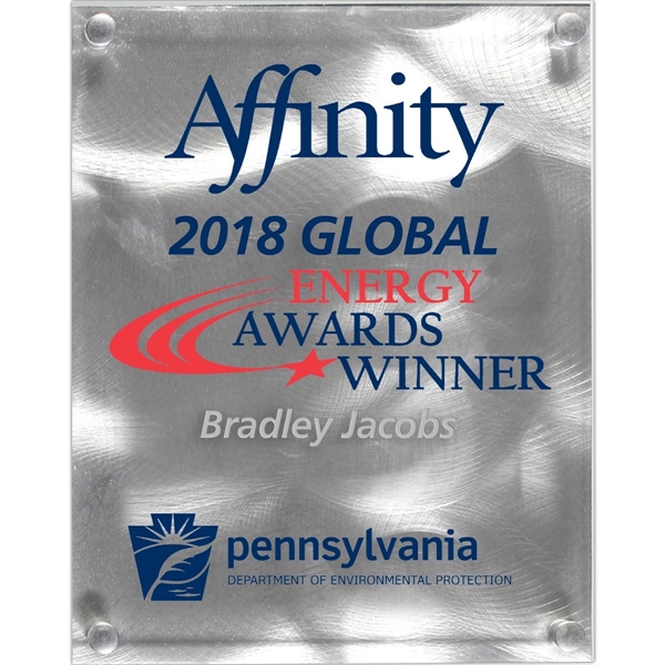 Plaque with decorative swirled aluminum mounted on black acrylic.... from ASI 62660 Innovation Line