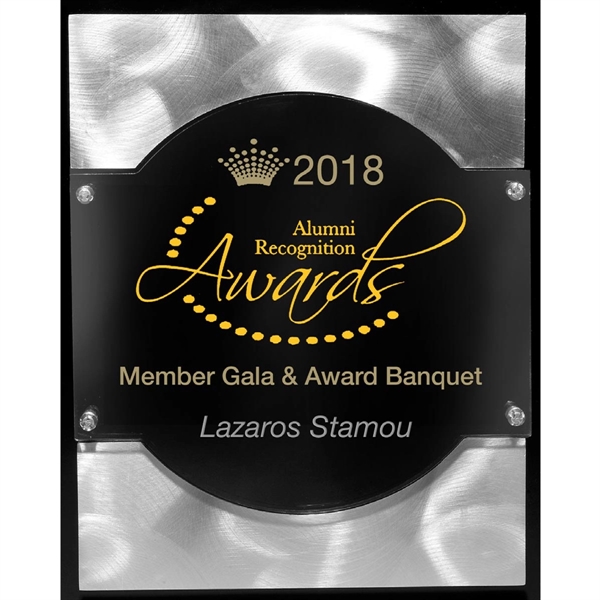 8" x 10" x 3/4" black beveled plaque with swirling metal... from ASI 62660 Innovation Line