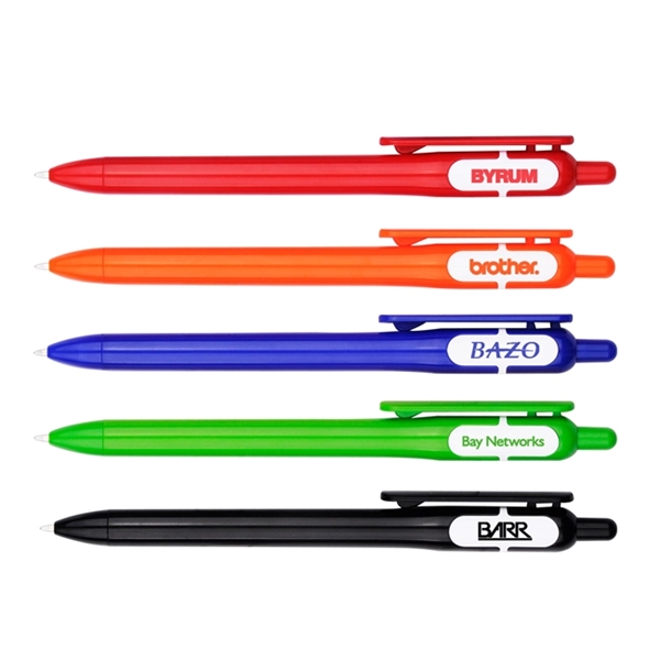 Plastic click-action pen with colored barrel, matching colored clip and solid... from ASI 30442 Above & Beyond Advertising Products / PromoAdLine