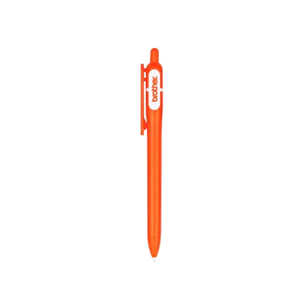 Plastic click-action pen with colored barrel, matching colored clip and solid... from ASI 30442 Above & Beyond Advertising Products / PromoAdLine