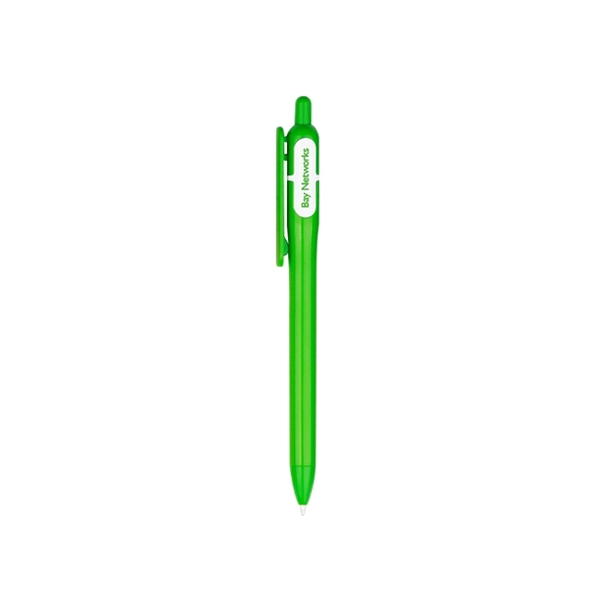 Plastic click-action pen with colored barrel, matching colored clip and solid... from ASI 30442 Above & Beyond Advertising Products / PromoAdLine