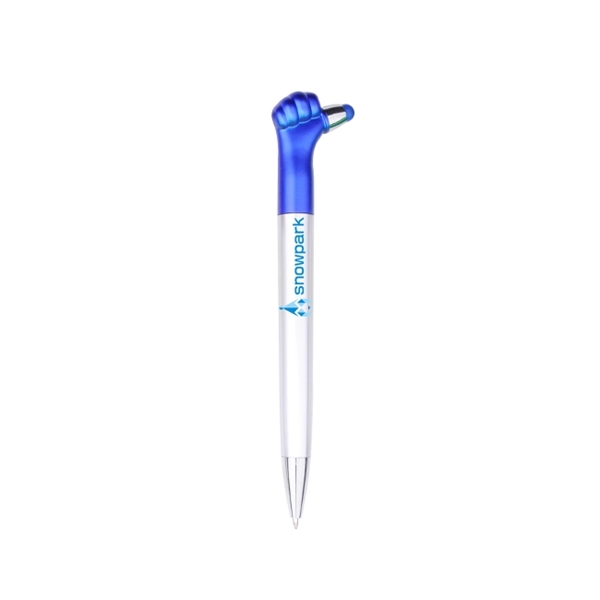 Plastic "thumbs up" pen with twist-action ballpoint, stylus tip, silver barrel... from ASI 30442 Above & Beyond Advertising Products / PromoAdLine