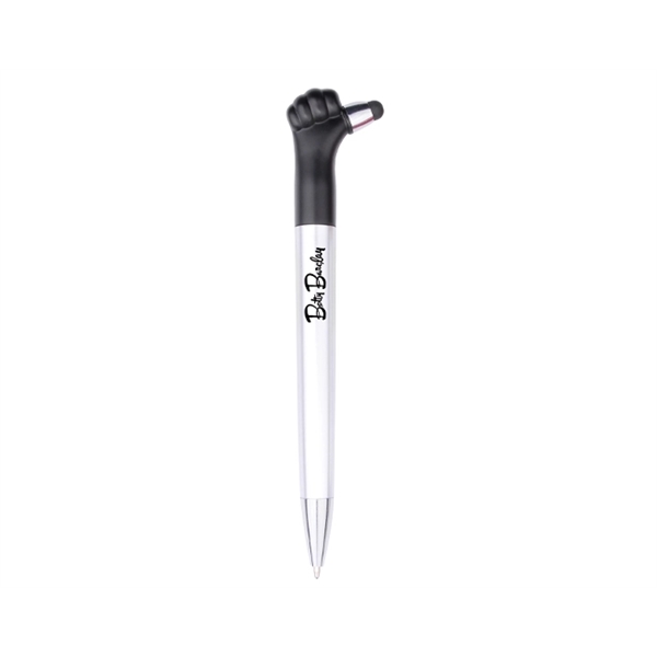 Plastic "thumbs up" pen with twist-action ballpoint, stylus tip, silver barrel... from ASI 30442 Above & Beyond Advertising Products / PromoAdLine