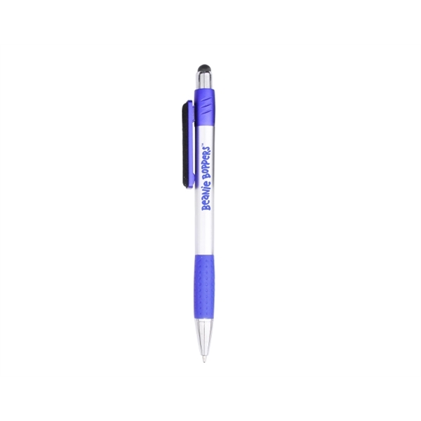 Plastic pen with click-action mechanism, stylus tip, screen cleaner, grip and... from ASI 30442 Above & Beyond Advertising Products / PromoAdLine