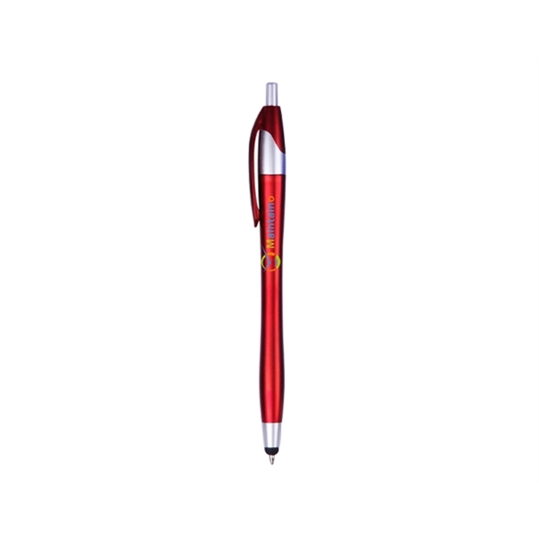 Plastic retractable ballpoint stylus pen with metallic colored barrel and clip,... from ASI 30442 Above & Beyond Advertising Products / PromoAdLine
