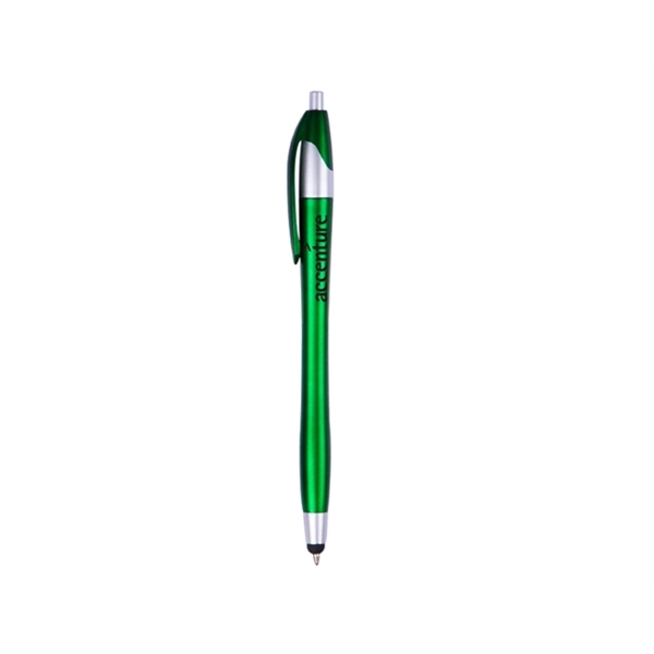 Plastic retractable ballpoint stylus pen with metallic colored barrel and clip,... from ASI 30442 Above & Beyond Advertising Products / PromoAdLine