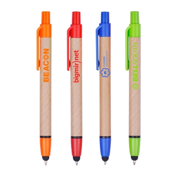 ECO ballpoint pen with stylus, click-action mechanism and plastic colored clip.... from ASI 30442 Above & Beyond Advertising Products / PromoAdLine