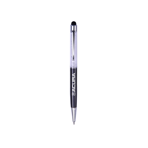 Metal twist-action ballpoint pen with stylus and gemstone upper barrel.... from ASI 30442 Above & Beyond Advertising Products / PromoAdLine