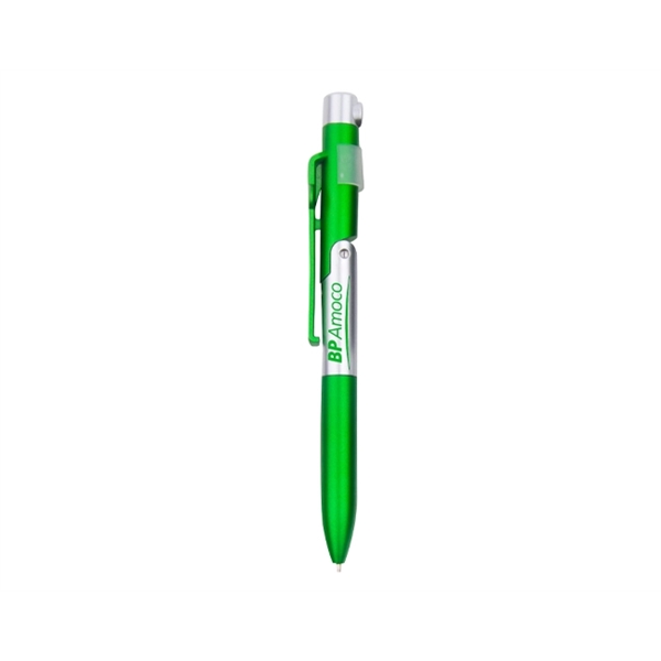 3-in-1 plastic metallic colored promotional pen with phone stand and light.... from ASI 30442 Above & Beyond Advertising Products / PromoAdLine