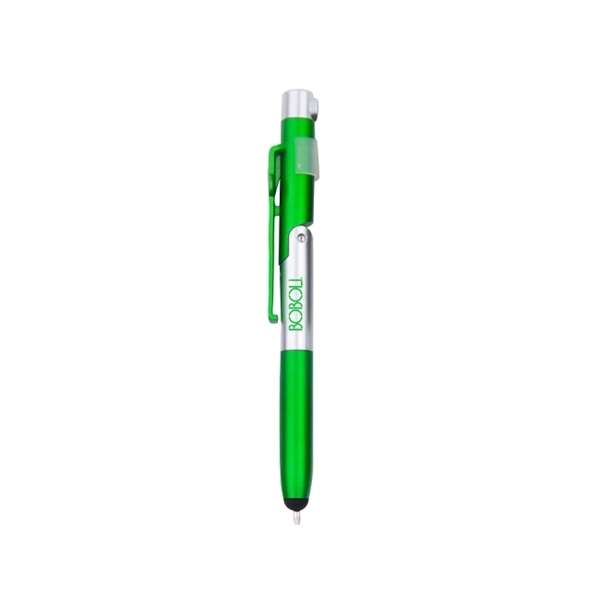 4-in-1 plastic metallic colored twist action pen with phone stand, light... from ASI 30442 Above & Beyond Advertising Products / PromoAdLine