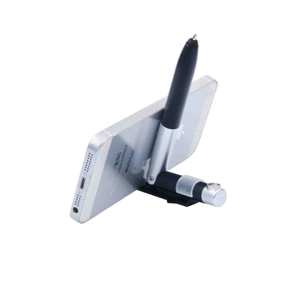 4-in-1 plastic metallic colored twist action pen with phone stand, light... from ASI 30442 Above & Beyond Advertising Products / PromoAdLine