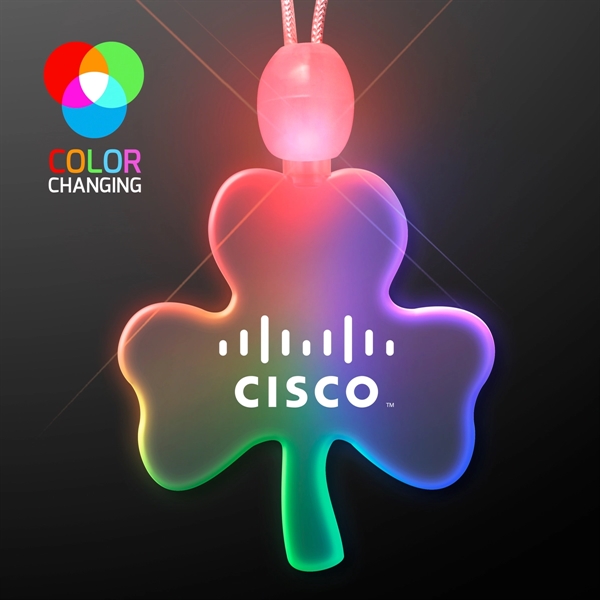 Shamrock shaped necklace with LED lights.... from ASI 34194 ALightPromos / Alight Promotional Products