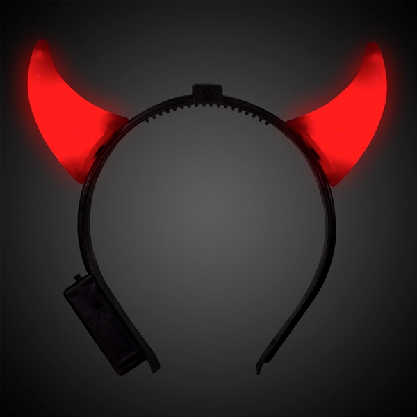 Plastic red devil horns with built-in LED lights mounted on a... from ASI 42016 Brighter Promotions Inc