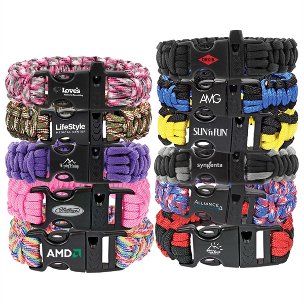 9.5" x 1" polyester paracord emergency bracelet with slide buckle and... from ASI 79370 ZZ DROPPED -The Premium Line / The Premium Line