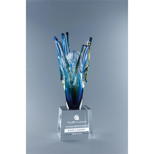 17.5" x 6.5" x 6" art glass award with optic crystal... from ASI 62985 J. Charles