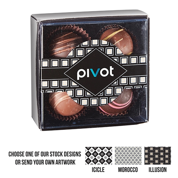 4 Piece truffle box with milk chocolate butter pecan and hazelnut,... from ASI 71685 Midnite Snax®
