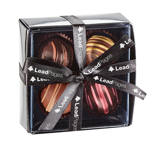 4 Piece ribbon truffle box; milk chocolate butter pecan and hazelnut,... from ASI 71685 Midnite Snax®