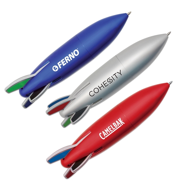 Rocket ship shaped, 5" long, four-color ballpoint pen with blue or... from ASI 98360 WOWLine / WOWLine®