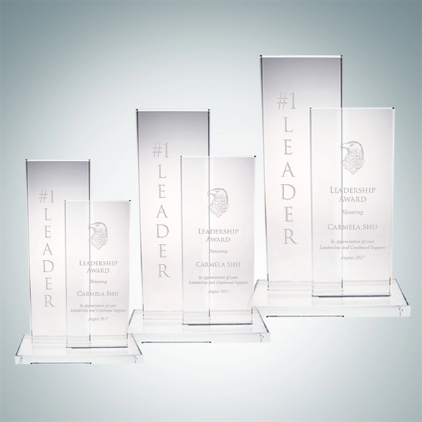 Large duplex award made of clear glass and measuring 12 3/8"... from ASI 47791 Best Deal Awards