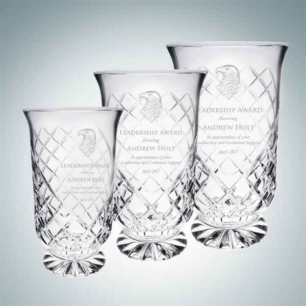 Medium tall Hurricane vase made of lead crystal and measuring 8"... from ASI 47791 Best Deal Awards