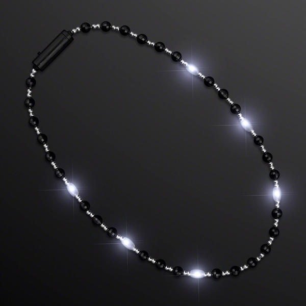 Black Tie Light Beads - White LEDs, Black & Silver Bead... from ASI 34194 ALightPromos / Alight Promotional Products