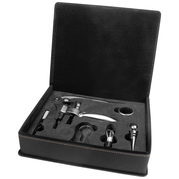 Black 10 1/2" x 8 3/8" x 2 1/4" wine kit... from ASI 74601 Calico