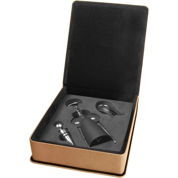 Black 6 5/8" x 7 3/8" x 2" three-piece wine kit... from ASI 74601 Calico