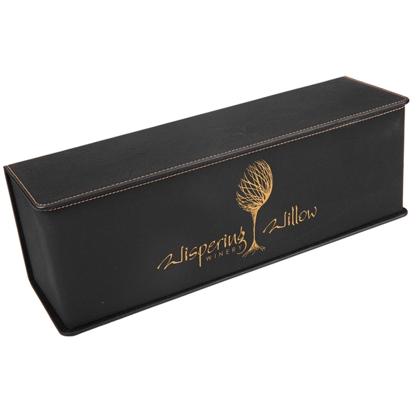 Black leatherette 14" x 4 1/4" x 4 1/2" wine box... from ASI 74601 Calico