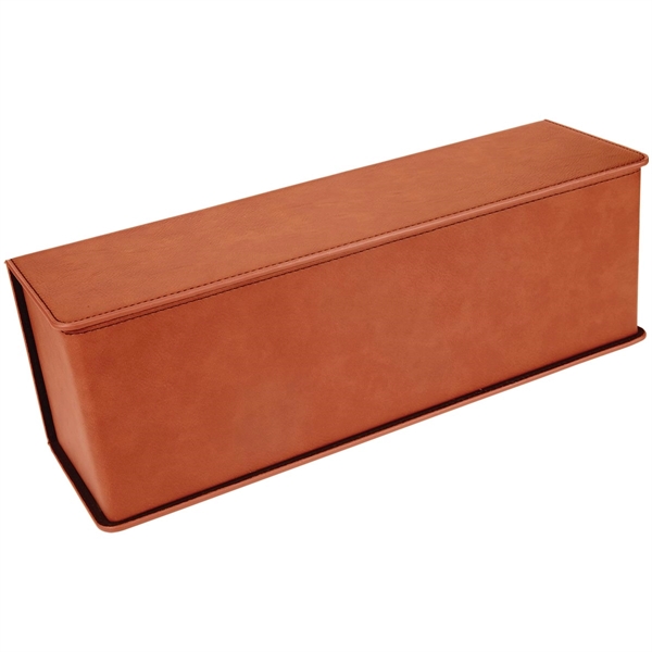 Brown leatherette 14" x 4 1/4" x 4 1/2" wine box... from ASI 74601 Calico