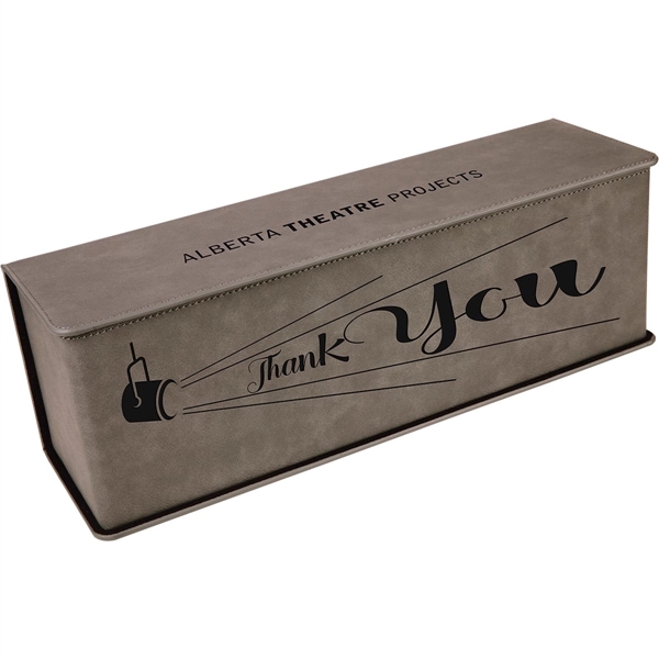 Gray leatherette 14" x 4 1/4" x 4 1/2" wine box... from ASI 74601 Calico