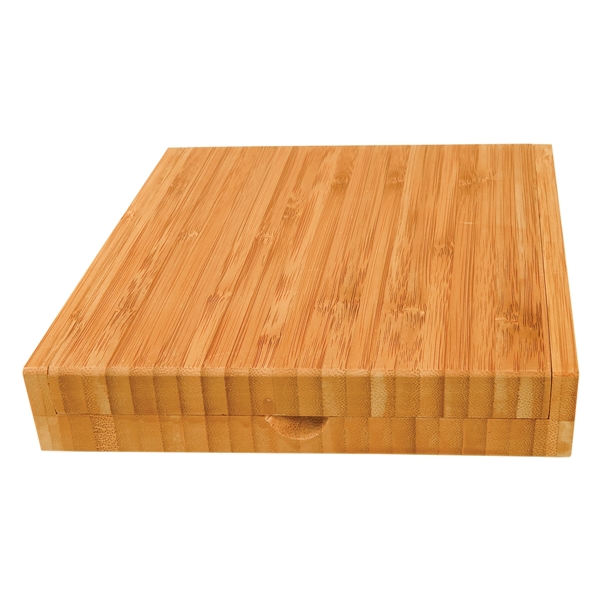 Four-piece cheese slicing set in 8" x 8" bamboo case with... from ASI 74601 Calico