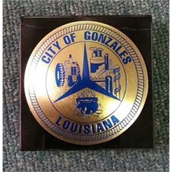 Black marble paper weight with a foam protected base and a... from ASI 41080 Nelson Boone Co Inc / Alumaline® & Brass