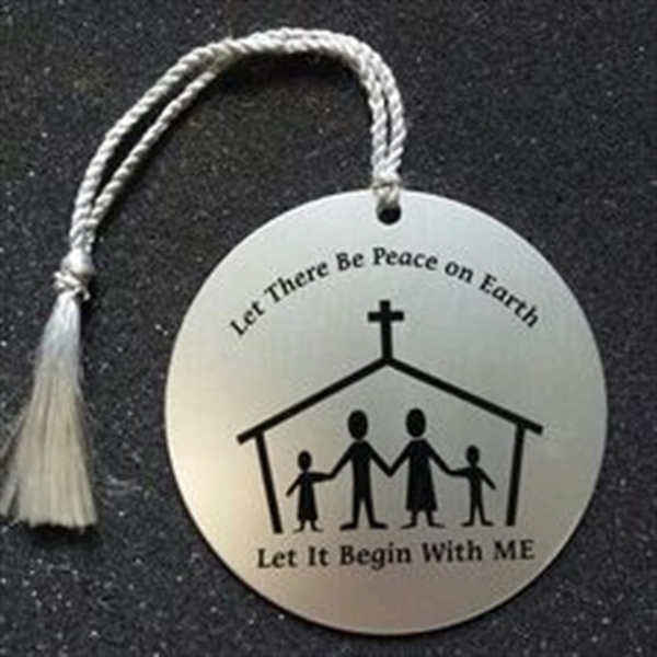 2.75" round aluminum ornament available with a die struck, silk screened... from ASI 41080 Nelson Boone Co Inc / Alumaline® & Brass