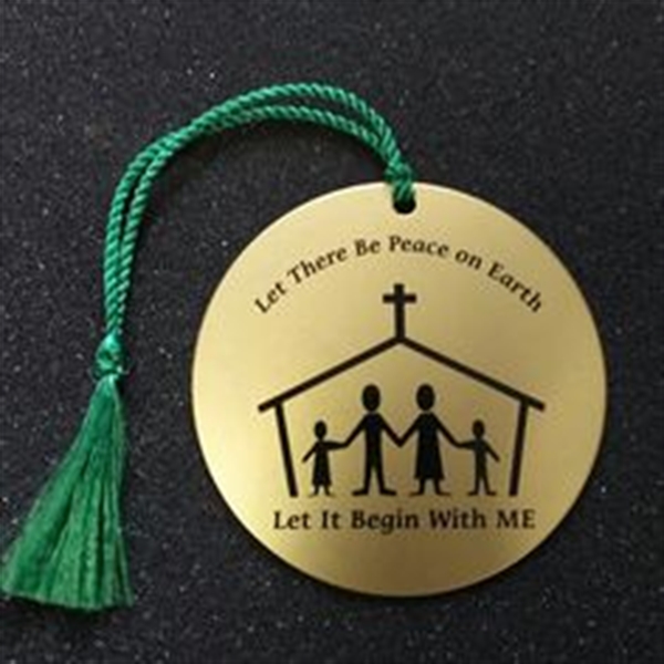 2.75" round aluminum ornament available with a die struck, silk screened... from ASI 41080 Nelson Boone Co Inc / Alumaline® & Brass