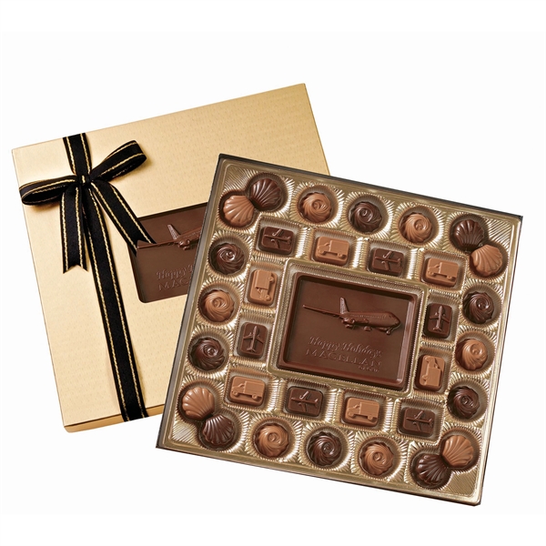 Gift box with 32 rich solid milk and dark chocolates with... from ASI 44900 NC Custom (CI/Lanco) / Lanco