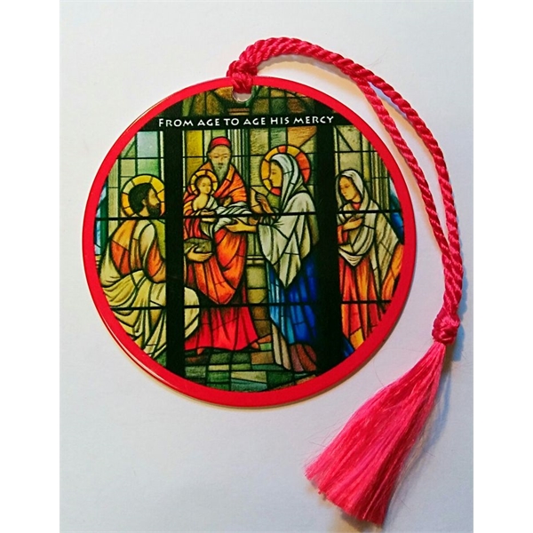 2.75" round aluminum ornament available with a die struck, silk screened... from ASI 41080 Nelson Boone Co Inc / Alumaline® & Brass