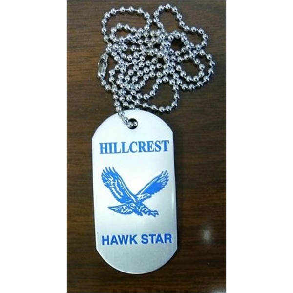 Military style dog tag key chain with 24" ball chain. Die... from ASI 41080 Nelson Boone Co Inc / Alumaline® & Brass