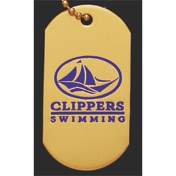 Military style dog tag key chain with 24" ball chain. Die... from ASI 41080 Nelson Boone Co Inc / Alumaline® & Brass