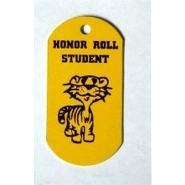 Dog tag necklace with a 24" beaded ball chain. Screened imprint... from ASI 41080 Nelson Boone Co Inc / Alumaline® & Brass