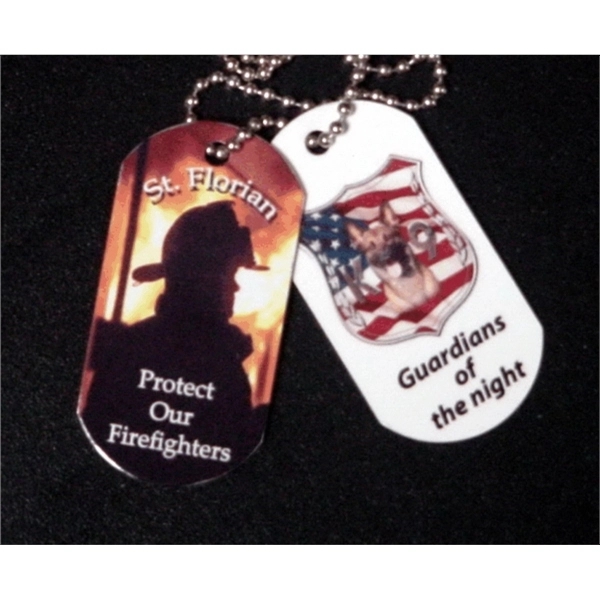 Dog tag necklace with a 24" beaded ball chain. Full color... from ASI 41080 Nelson Boone Co Inc / Alumaline® & Brass