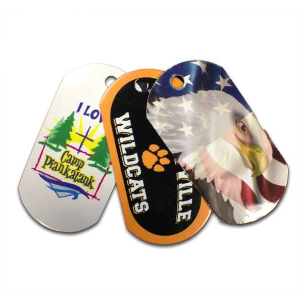 Dog tag necklace with a 24" beaded ball chain. Full color... from ASI 41080 Nelson Boone Co Inc / Alumaline® & Brass