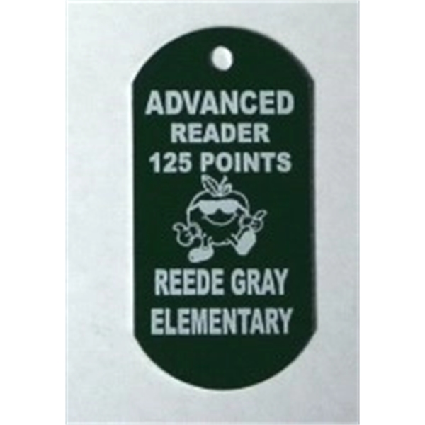 Military style dog tag keytag with 4" beaded ball chain. 4... from ASI 41080 Nelson Boone Co Inc / Alumaline® & Brass