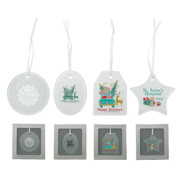 Decorative hammered glass ornament, available in four different shapes.... from ASI 62190 Illini