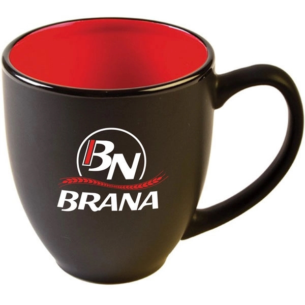 Hard-coated 15 ounce ceramic bistro-style mug in assorted two-tone colors.... from ASI 39820 Opusline (Benmex) / Opus Line